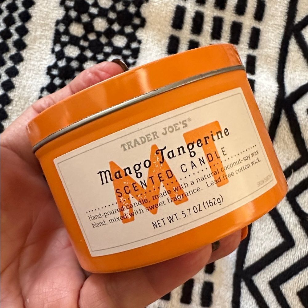 TRADER JOE'S Scented Candle Mango Tangerine 5.7 oz. Soy Wax